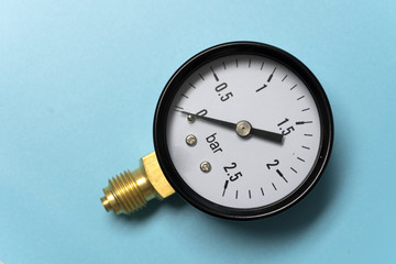 Manometry for measuring pressure. Closeup of manometer, measuring gas pressure.
