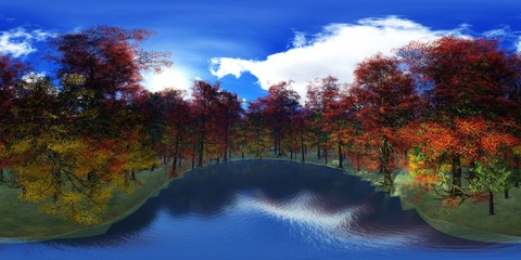 Autumn landscape, HDRI . equidistant projection. Spherical panorama. panorama 360. environment map, landscape,

