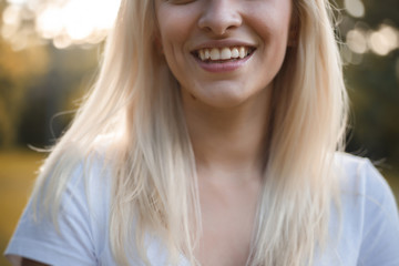 Cropped closeup portrait of a cheerful happy beautiful woman