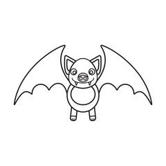 Cute bat animal lines icon