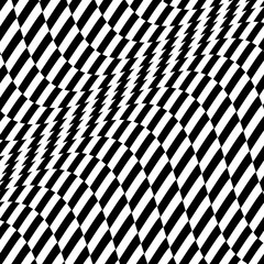 Obraz premium Pattern with optical illusion. Black and white design. Abstract striped background. Vector illustration.