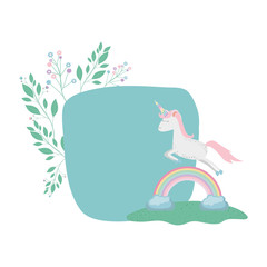 unicorn with rainbow and floral decoration