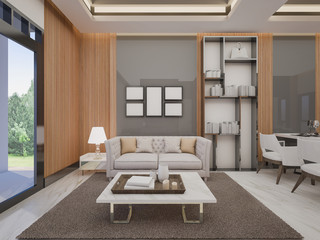 Interior design of living room in home , 3d rendering