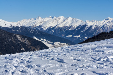 Fototapeta premium Winteraufnahmen im Skigebiet Ratschings-Jaufen in Nord-Italien