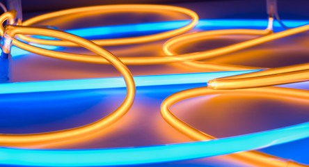 Blue orange neon handmade light sign