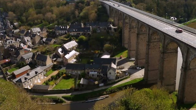 view of the port of Dinan, River Rance, Brittany, France