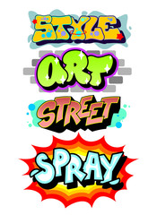 Graffiti art slogans. Detailed vector