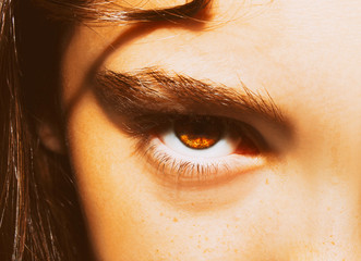 A beautiful insightful look girl's eye. Close up shot.