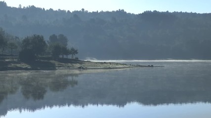 LANDSCAPE OF A LAKE IN THE MORNING