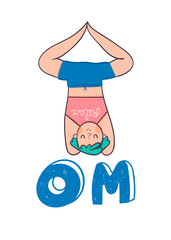 Om. Yoga pose. Colored vector illustration