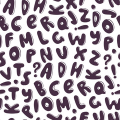 Cartoon style alphabet. Vector seamless pattern