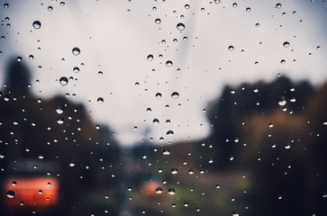 Raindrops on glass