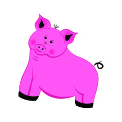 Pink cute piggy. Vector.