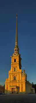 Vertical panorama of Peter and Paul Cathedral in St. Petersburg