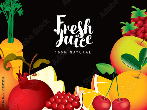 Vector Banner With Calligraphic Inscription Fresh Juice With