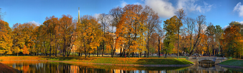 Autumn in the Mikhailovsky garden in St. Petersburg