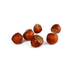 heap of hazelnuts isolated on white