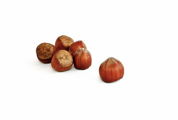 hazelnuts isolated on white background