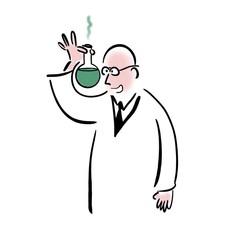 Scientist holding chemical flask