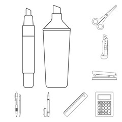 Vector design of office and supply logo. Collection of office and school stock symbol for web.