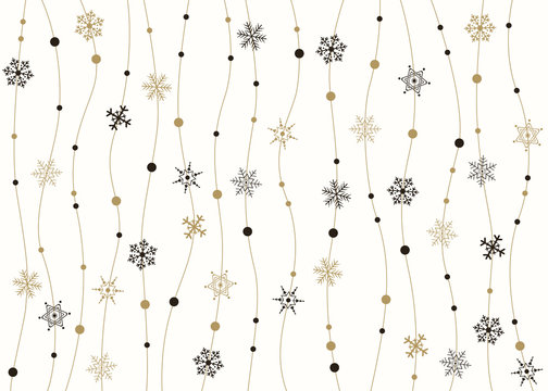 Abstract of snowflakes golden and black christmas simple retro background. © impulse50