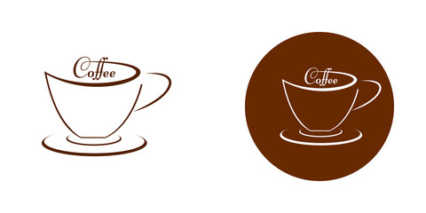 A cup of coffee - a sign on a white and brown background