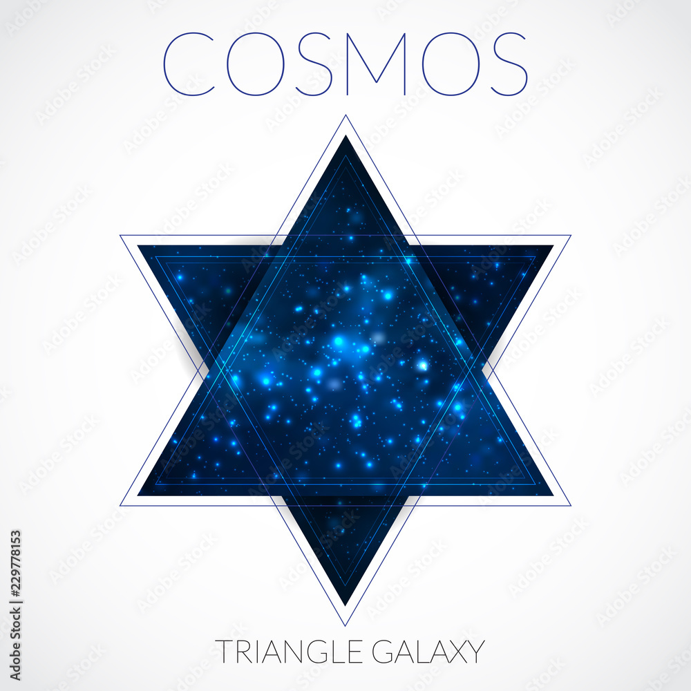 Wall mural space vector triangle form with stars. universe illustration. colored cosmos backdrop with stars cla