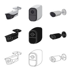 Isolated object of cctv and camera sign. Collection of cctv and system stock symbol for web.