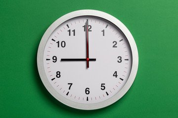 clock shows nine o'clock