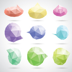 Triangle speech clouds - vector triangular illustration, speech bubble