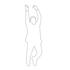 vector, on white background, sketch male jumping