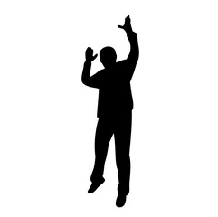 vector, on white background, silhouette man jumping up