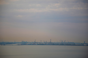 Fototapeta na wymiar Silhouette of Venice Porto Marghera, industrial area in Italy