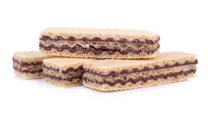 Wafers with chocolate isolated on white background