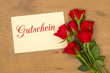 Rosen und Karte: Gutschein