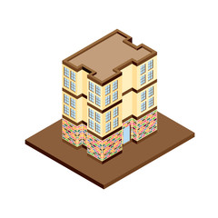 Vector isometric icon apartment building city infrastructure,