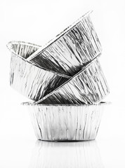 Foil food delivery container isolated on  the white background.