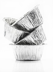 Obraz premium Foil food delivery container isolated on the white background.