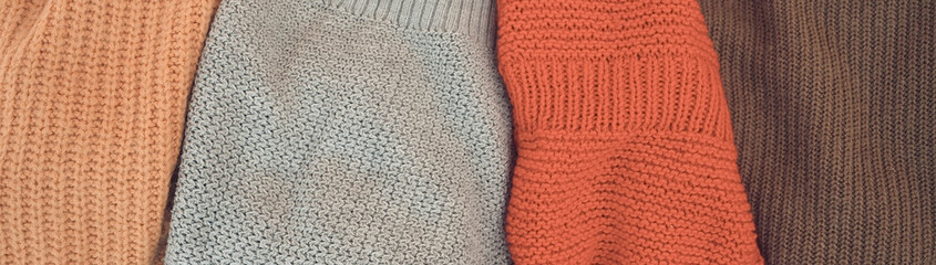 Warm knitted multi-colored autumn sweaters