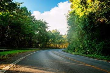 Fototapeta premium Dangerous Curves Road For goods transport, traveling to rural areas.