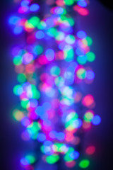 Christmas illuminations. Festive illuminations. Colorful bokeh light.