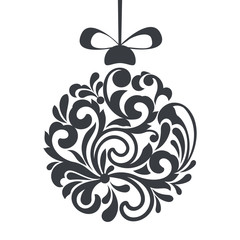 Black and white Christmas ball floral design