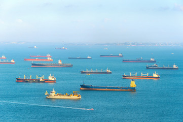 Industrial cargo shipping Singapore harbor - 229784943