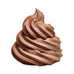 Soft chocolate ice cream or yogurt isolated on white background