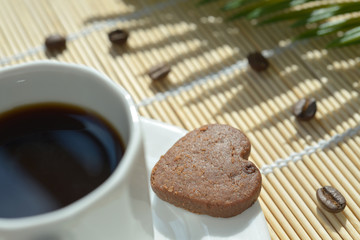 Chocolate heart cookie Expresso coffee