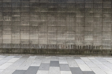 Fototapeta premium street wall background ,Industrial background, empty grunge urban street with warehouse brick wall