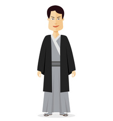 Obraz na płótnie Canvas Japanese man people with traditional costume of Japan isolated vector illustration 