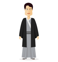  Japanese man people with traditional costume of Japan isolated vector illustration 