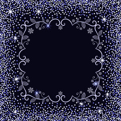 Abstract Christmas winter frame background with snowflakes