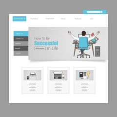 ModernFlat Style Business Website Template Design, Editable Vector Illustration. 